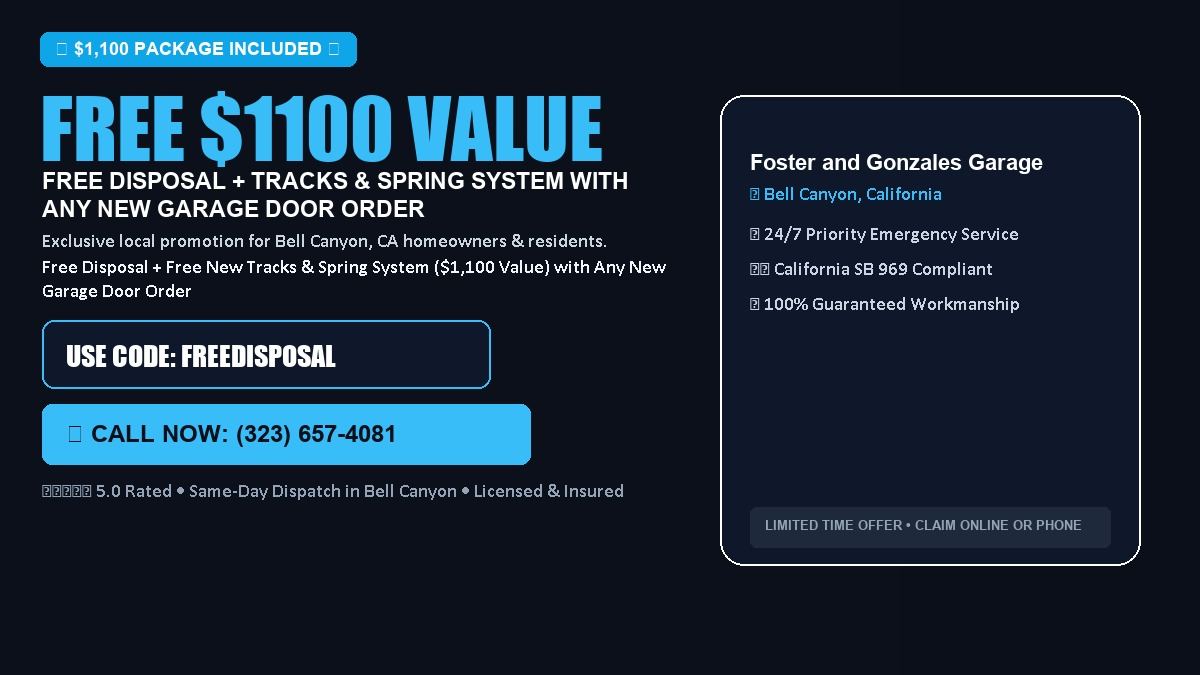 Foster and Gonzales Garage Door Services FREE Haul-Away & Heavy-Duty Tracks with New Door in Bell Canyon, CA
