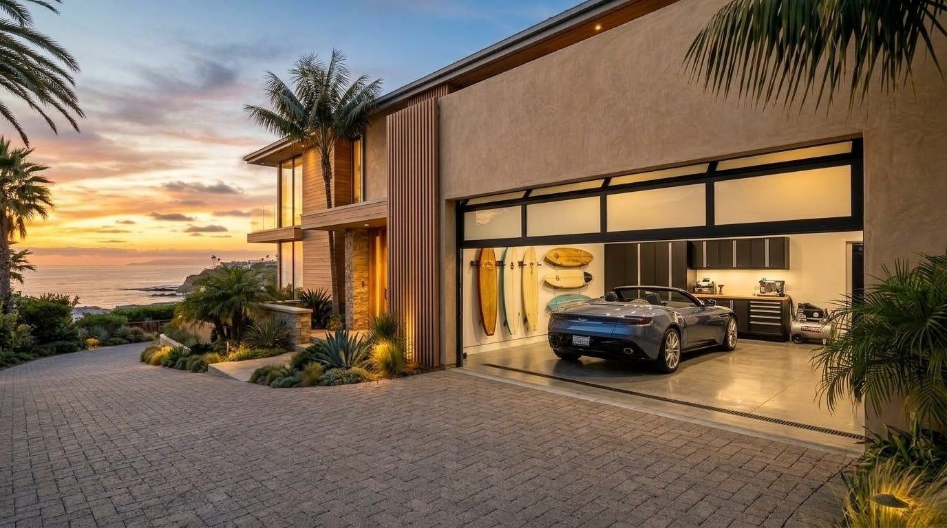 Foster and Gonzales Garage Door Services Overhead Garage Door Gliding Open in Bell Canyon, CA